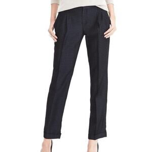 NWT BANANA REPUBLIC Pants Women 14 Black/Navy Jacquard Shiny Cuff Pleated”Avery”